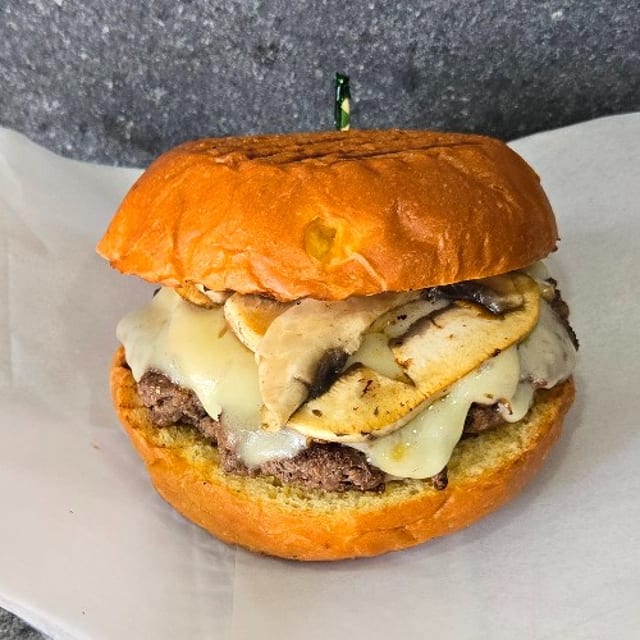 Mushroom Swiss Burger.