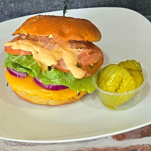 Salmon Cheddar Burger.