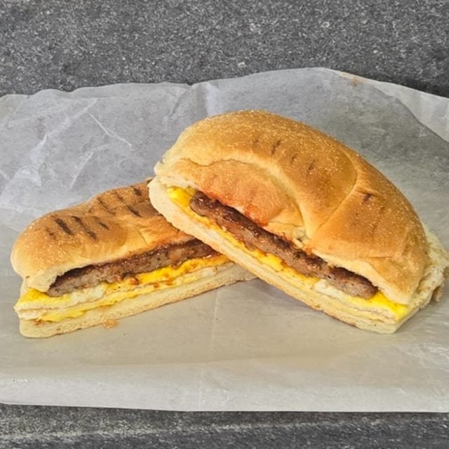 Bacon, Sausage or Ham, Egg Sandwich.